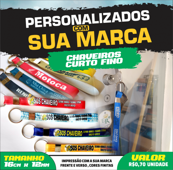 Chaveiro Personalizado Curto Fino